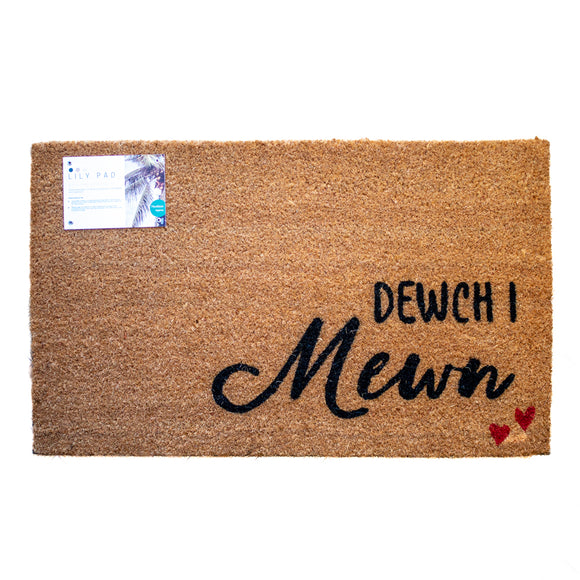 Red Heart Dewch i Mewn coir Door Mat   | Welsh Cymraeg | LPDoormats