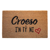 Red Heart Croeso I'n Tŷ ni Door Mat | Welsh Cymraeg gift | Housewarming gift | Doormat by LPDoormats
