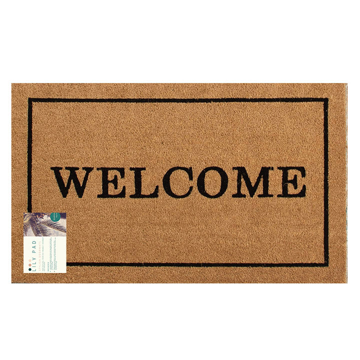 1'11"x2'11" 'Hello' Rubber Coir Doormat Natural/Black - Threshold™: Outdoor Welcome Mat, Front Door Decor - View #7